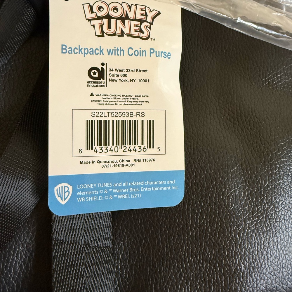 Warner‎ Bros. Looney Tunes Black Backpack with Coin Pouch - Picture 5 of 5